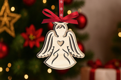 Laser SVG Angel Christmas Holy Tree Ornament Holiday Present Product Image 2