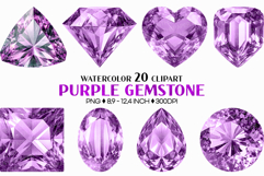 Purple Gemstone | Watercolor ClipArt PNG Jewel Crystal Cryst Product Image 1