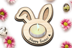 Easter Bunny Ears Tea Candle Holder Present SVG Laser Rabbit Product Image 1