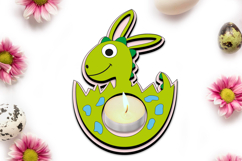 Easter Dino Egg Tea Candle Holder Present Gift SVG Laser Product Image 1