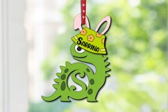 Easter Dino Letter S Ornament Hanger Basket Tag SVG Name Product Image 1