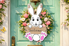 Easter Holiday Door Hanger Bunny Welcome Home Laser SVG Gift Product Image 1