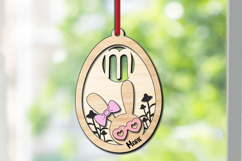 Easter Laser Letter M Bunny Egg Basket Tag Ornament SVG Gift Product Image 1