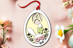 Easter Letter A Bunny Egg Basket Tag Ornament SVG Laser Gift Product Image 1