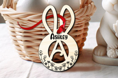 Easter Letter A Laser Basket Tag Ornament SVG Flowers Bunny Product Image 1