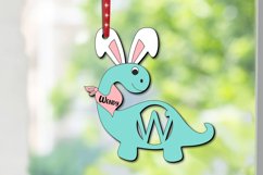 Easter Letter W Laser Cut Dino Basket Name Tag Holiday SVG Product Image 1