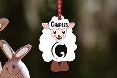 Easter Ornament Letter C Sheep Lamb SVG Basket Name Tag Gift Product Image 1