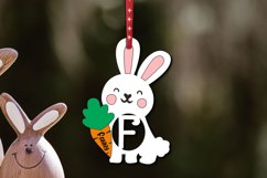 Easter Ornament SVG Letter F Bunny Rabbit Basket Name Tag Product Image 1