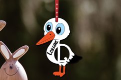 Easter Stork Letter L SVG Basket Name Tag Ornament Holiday Product Image 1