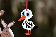 Easter Stork Letter S SVG Basket Name Tag Ornament Holiday Product Image 1