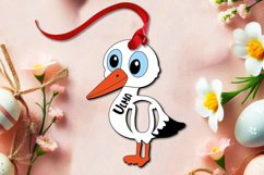 Easter Stork SVG Letter U Basket Name Tag Ornament Holiday Product Image 1