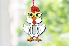 Easter SVG Chicken Letter U Basket Name Tag Laser Ornament Product Image 1