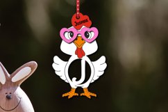 Easter SVG Letter J Holiday Chicken Basket Name Tag Ornament Product Image 1