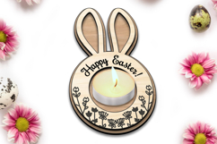 Easter Tea Candle Rabbit Holder Present SVG Laser Bunny Ears Product Image 1
