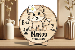 Fox Baby Announcement Round Board Circle Sign SVG Laser Gift Product Image 2