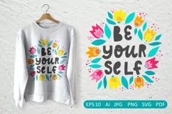 BE YOURSELF inspirational quote with floral wreath Product Image 1