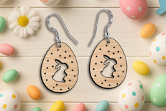 Egg Bunny Easter Earrings Laser SVG Holiday Present Gift Product Image 1