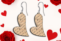 Engraved Love Heart Earring Valentine SVG Laser Romance Gift Product Image 1