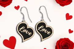 Engraved Love Text Earring SVG Valentine Laser Romantic Gift Product Image 1