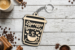 Espresso Yourself Coffee Cup Keychain Gift SVG Laser present Product Image 1
