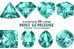 Mint Gemstone | Watercolor ClipArt PNG Jewel Crystal Cryst Product Image 1