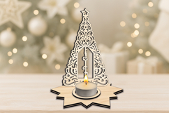 Faith Christmas Tree Candle Holder SVG Laser House Decor Product Image 1