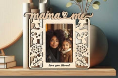 Fall Autumn Mama and Me SVG Photo Frame Laser Mother Gift Product Image 1