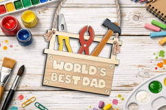 Father’s Day Kid's Coloring Gift Ornament Hanging SVG Laser Product Image 1