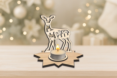 Fawn Holiday Candle Holder SVG Christmas Star Present Gift Product Image 1