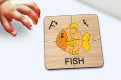 Fish Kid Puzzle Baby Game Child Play Laser SVG Letter F Gift Product Image 1