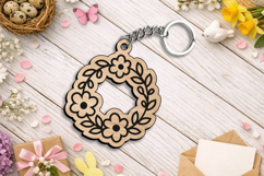Flower Wreath Spring Keychain Laser SVG Gift Present Custom Product Image 1