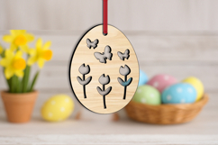 Flowers Butterflies Egg SVG Easter Laser Ornament Present Product Image 1