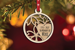 Flowers Heart Laser SVG Memorial Ornament Christmas Hanger Product Image 1