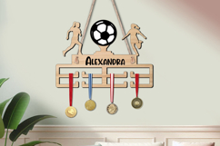 Football Woman Medal Hanger Sport Wall Decor SVG Laser Gift Product Image 1