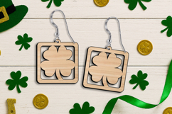 Four-leaf Clover Earrings St Patrick Day SVG Luck Laser Gift Product Image 1