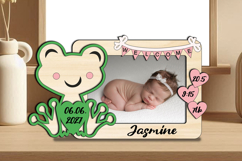 Frog Baby Photo Frame SVG Gift Laser Board Newborn Picture Product Image 1