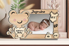 Frog Baby Photo SVG Pic Frame Laser Home Decor Sign Newborn Product Image 1