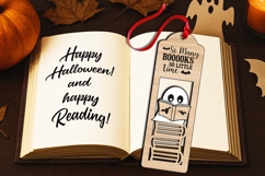 Ghost Reading Book Halloween Bookmark Present SVG Laser File Product Image 1