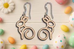 Gift fir Her Bunny Easter Earrings Laser SVG Accessory Home Product Image 1