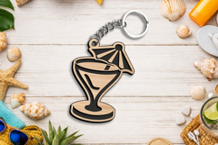 Glass Cocktail Laser SVG Summer Keychain Present Accessory Product Image 1