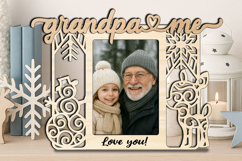 Grandpa and Me Snowman Deer Christmas Tree SVG Photo Frame Product Image 1