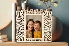 Green Leaves SVG Nana Photo Frame Laser Gift Kids Children Product Image 1