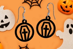 Halloween Coffin Tombstone Cross Earrings SVG Laser Present Product Image 1