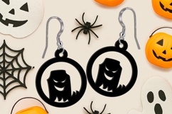 Halloween Tombstone Scary Dark Earring SVG Laser Gift Scream Product Image 1