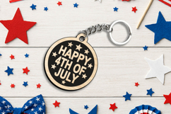 Happy 4th of July Keychain Laser SVG Gift Independence Day Product Image 1