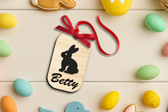 Happy Easter Bunny Basket Tag SVG Label Laser Gift Rabbit Product Image 1