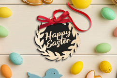 Happy Easter Flowers Wreath Basket Tag SVG Laser Label Gift Product Image 2