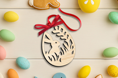 Happy Easter Rabbit Basket Tag SVG Label Laser Gift Bunny Product Image 1