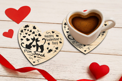 Happy Valentine Day Coaster SVG Laser Love Cat Heart Romance Product Image 1