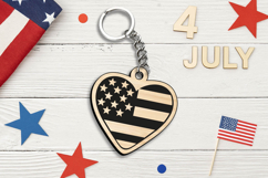 Heart Amercian Banner 4th of July Keychain Laser SVG Gift Product Image 1